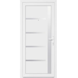 Bejárati ajtó California fehér PVC Inox