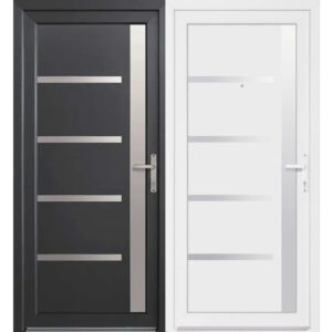 Bejárati ajtó California antracit-fehér PVC Inox