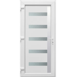 Bejárati ajtó Texas fehér PVC Inox