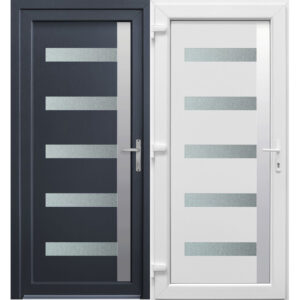 Bejárati ajtó Texas antracit-fehér PVC Inox