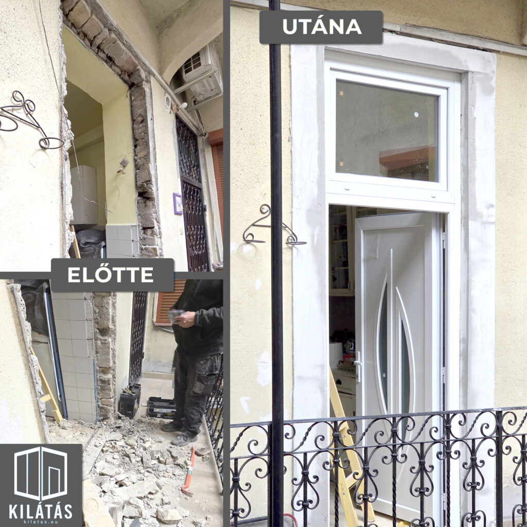 Ajtócsere, műanyag ajtó beépítés, előtte-utána