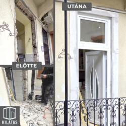 Előtte - utána. Ajtóbeépítés Pest megyében. Bejárati ajtó csere.